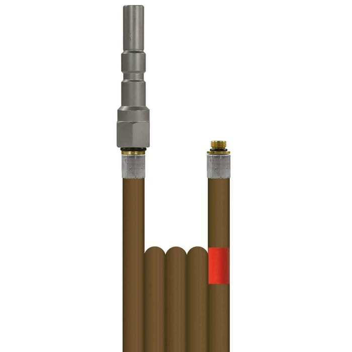 30m Rohrreinigungsleitung R+M 1, DN4, braun, Stecknippel KW-Profi auf 1/8 Zoll Aussengewinde, max. 99°C, max. 300bar