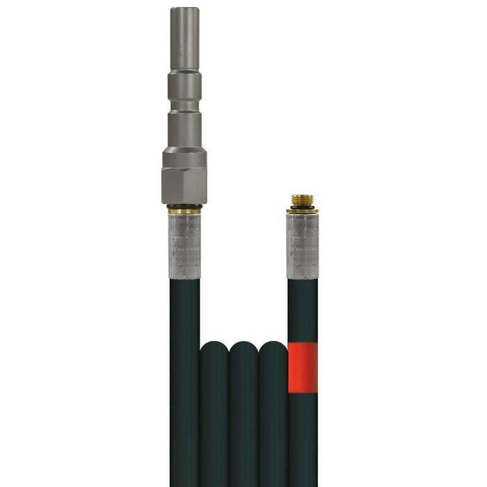 10m Rohrreinigungsleitung Flexy, DN6, schwarz, Stecknippel KEW-Profi auf 1/8 Zoll Aussengewinde, max. 100°C, max. 300bar