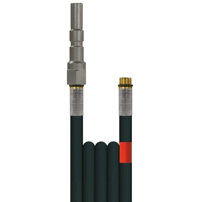 40m Rohrreinigungsleitung Flexy, DN6, schwarz, Stecknippel KEW-Profi auf 1/4 Zoll Aussengewinde, max. 100°C, max. 300bar