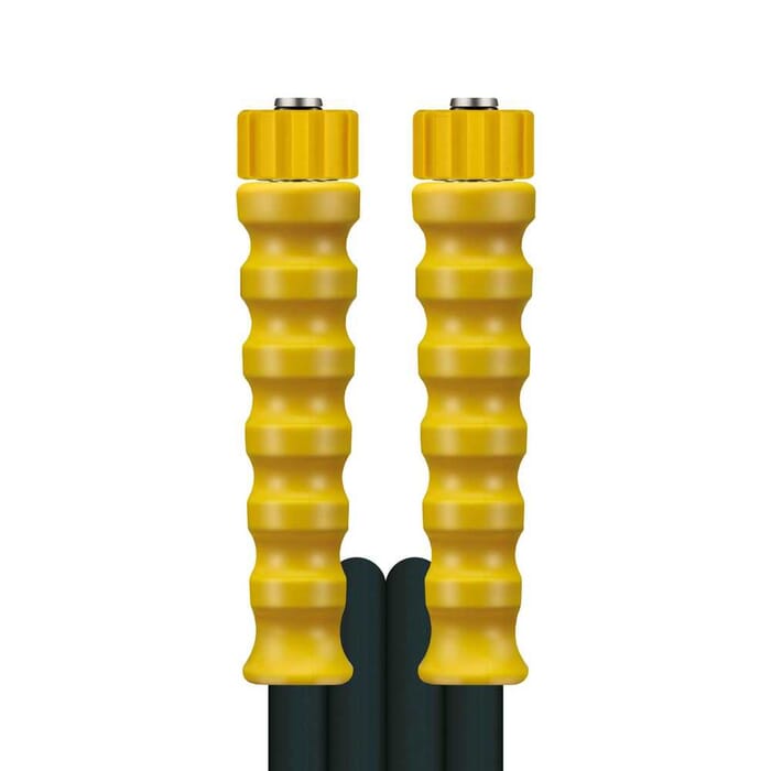Hochdruckschlauch 2SC Schwarz, DN 10, max. 400 bar, gewickelte Decke, gelber Knickschutz